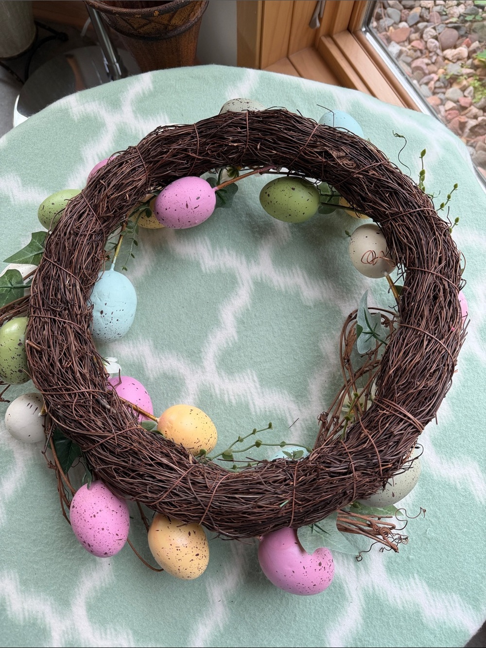 Spring Pastel Egg Wreath - Decorative Home Holiday Accent - Picture 6 of 8